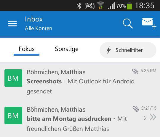 outlook fuer android